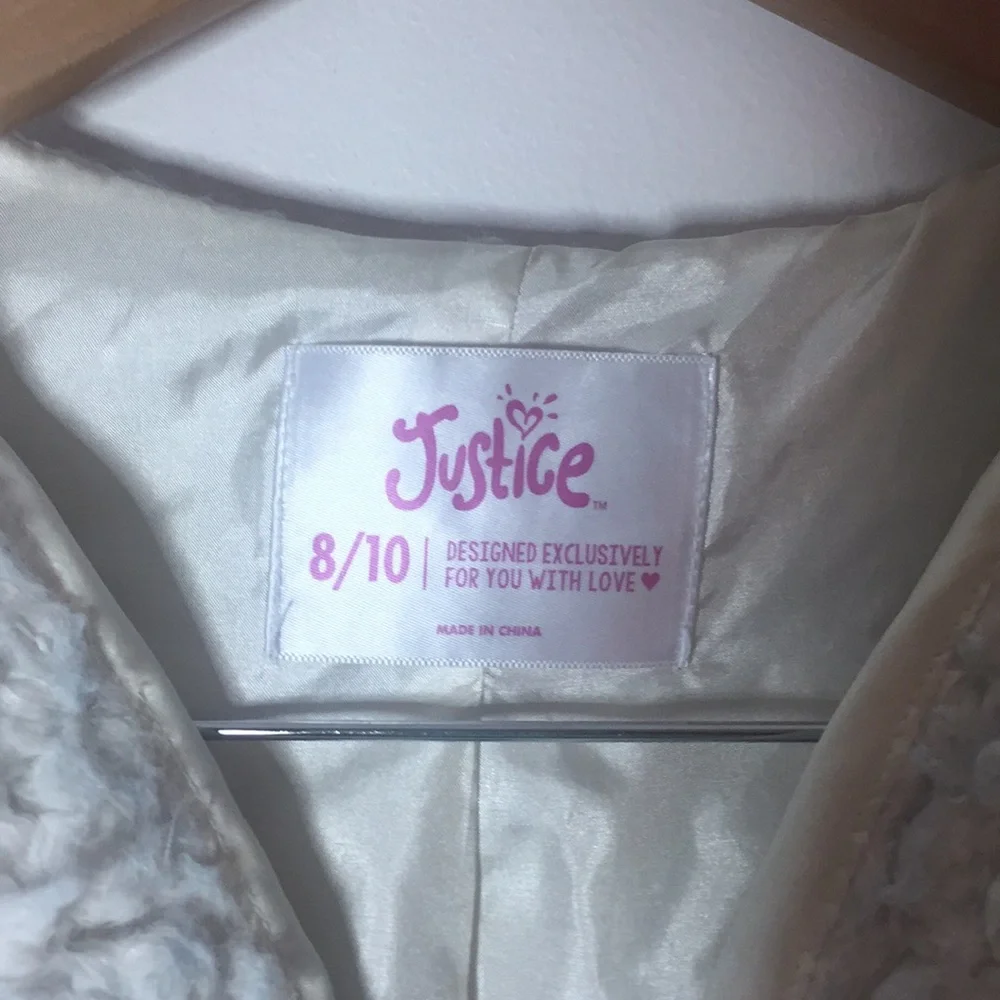 Justice White Faux Fur Vest Size 8-10